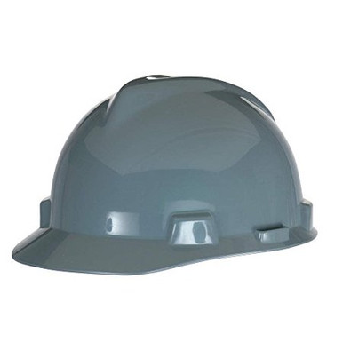 MSA V-Gard Hard Hat, Slotted Cap w/ Staz-On Suspension, Gray #463948