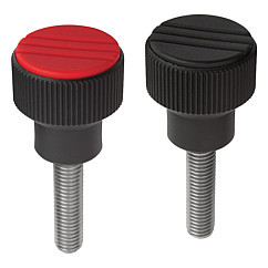 Kipp M5x10 Novo-Grip Knurled Knobs, External Thread, Steel, Size 1, Light Gray (10/Pkg.), K0247.1055X10
