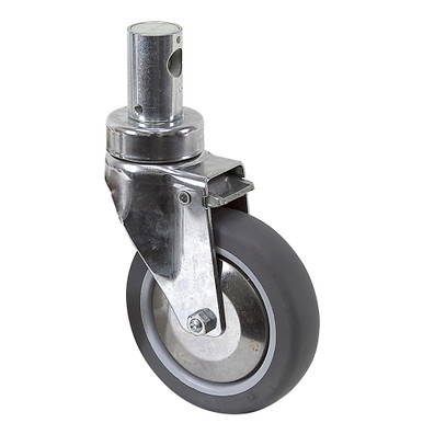 5" x 1-1/4" Medcaster Swivel Plain Stem Caster w/ Total Brake HC05RPP125TLCLC02