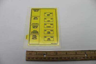 Genie Part # 111878GT – Decal, Fuse And Relay TME27
