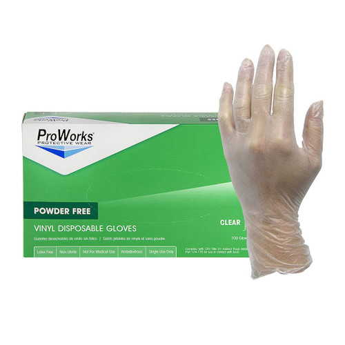 Adenna ProWorks Clear Vinyl Latex-free Powder-free Gloves, Medium