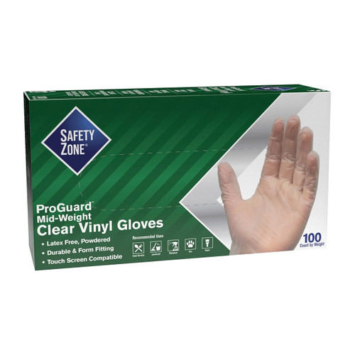 Safety Zone ProGuard Vinyl Powdered Gloves, Small, Qty. 100