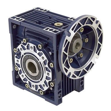 Aluminum Right Angle Worm Gear Reducer, 75 mm C.D., 10/1, 145TC Input Flange, Hollow Bore Output Worldwide CALM75-10/1-145TC