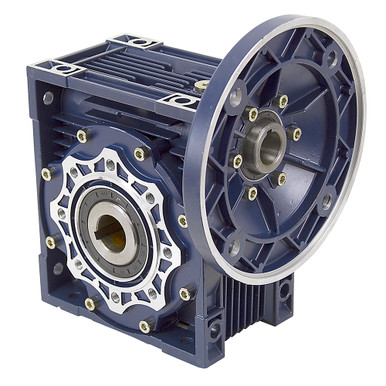 Aluminum Right Angle Worm Gear Reducer, 90 mm C.D., 100/1, 56C Input Flange, Hollow Bore Output Worldwide CALM90-100/1-56C