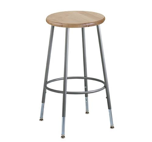 Krueger Maple Seat Stool, Adjustable-Height, 25" to 33"