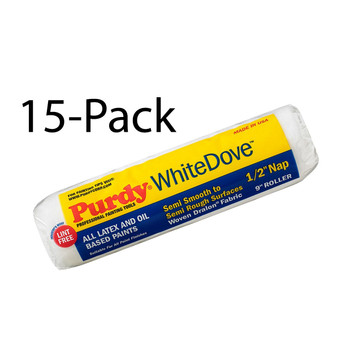 Genuine Purdy 15 Pack White Dove 9" x 1/2" Nap Roller Covers 144670093-15PK