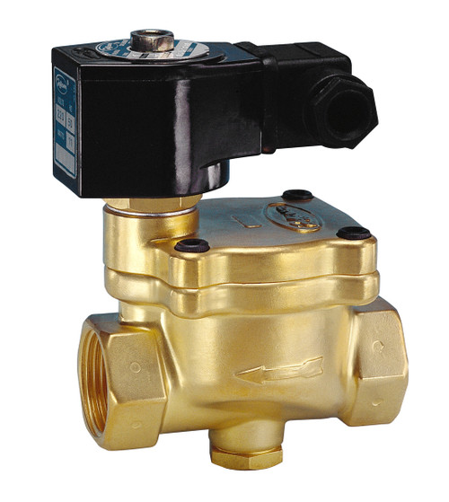 Jefferson Valves 1342 Series 2-Way Brass Explosion Proof Solenoid Valves - Normally Open - 1 in., 24V DC Voltage