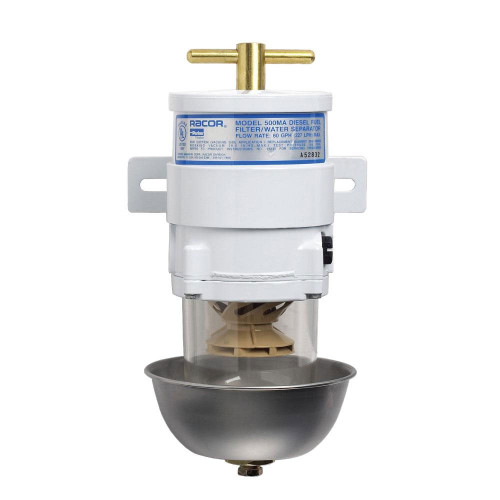 Racor 500MA Marine Turbine Series 60 GPH Fuel Filter w/ Clear Plastic Bowl - 10 Micron