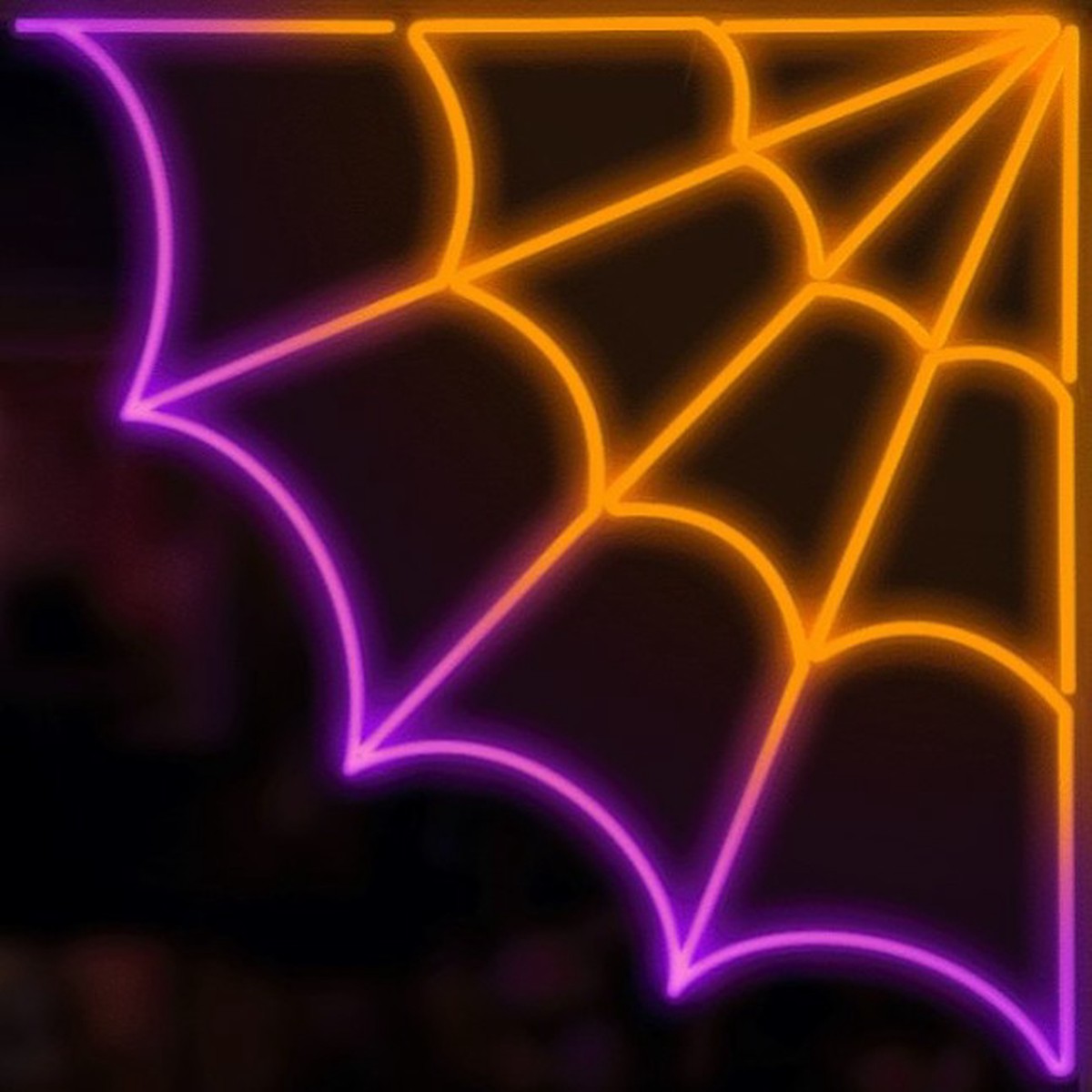 18" Orange & Purple LED Spider Web Decoration