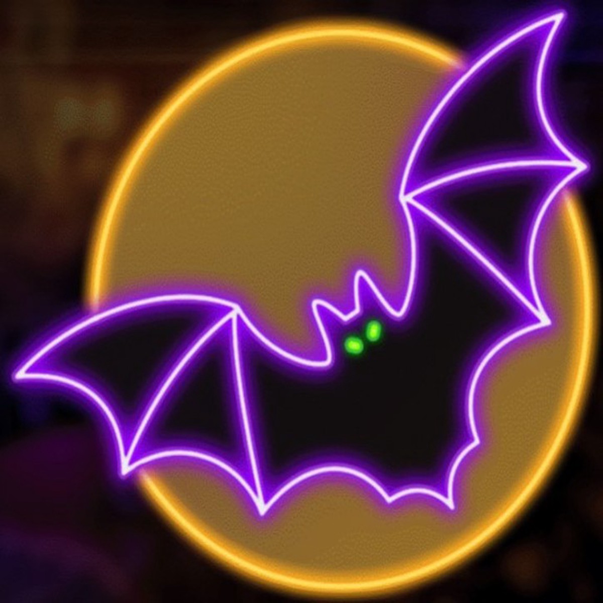 18" Purple & Yellow LED Bat with Moon Decoration