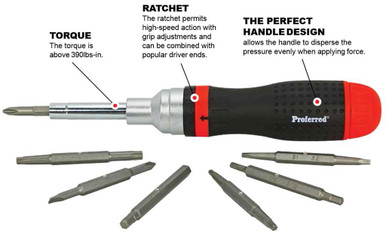 Ratcheting 19 Piece In 1 Proferred Interchangeable Bit Screwdriver Set