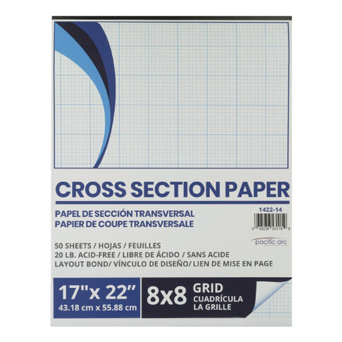 Pacific Arc Cross Section Drawing Paper 8x8 grid, 50 sheet pad, 17" x 22"