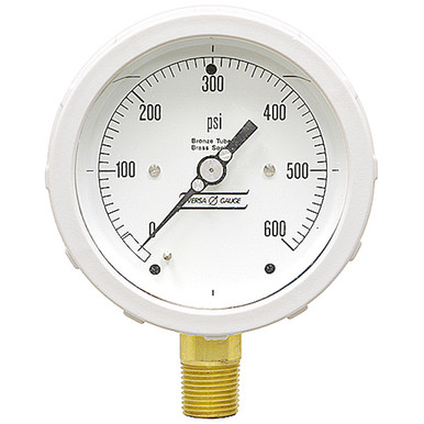 600 PSI Pressure 4" Dia. Dry Lower Mount 1/2" NPT Plastic Gauge Versa V4251PPM2/W