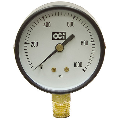 1000 PSI Pressure 2.5" Dia. DryLower Mount 1/4" NPT Steel Gauge OCI Instruments 2034L 1000