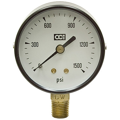 1500 PSI Pressure 2.5" Dia. Dry Lower Mount 1/4" NPT Steel Gauge OCI Instruments 2034L 1500