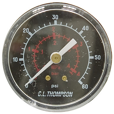 60 PSI 4.2 Bar Pressure 2" Dia. Dry Back Mount 1/8" NPT Plastic Gauge