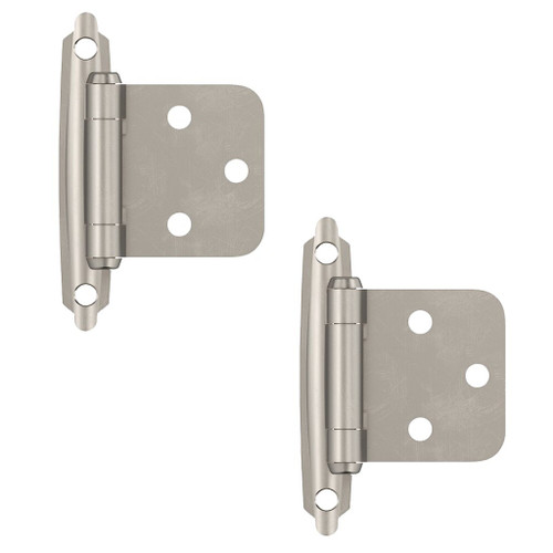 Self-Closing Variable Overlay Hinge 2-Pack, Satin Nickel