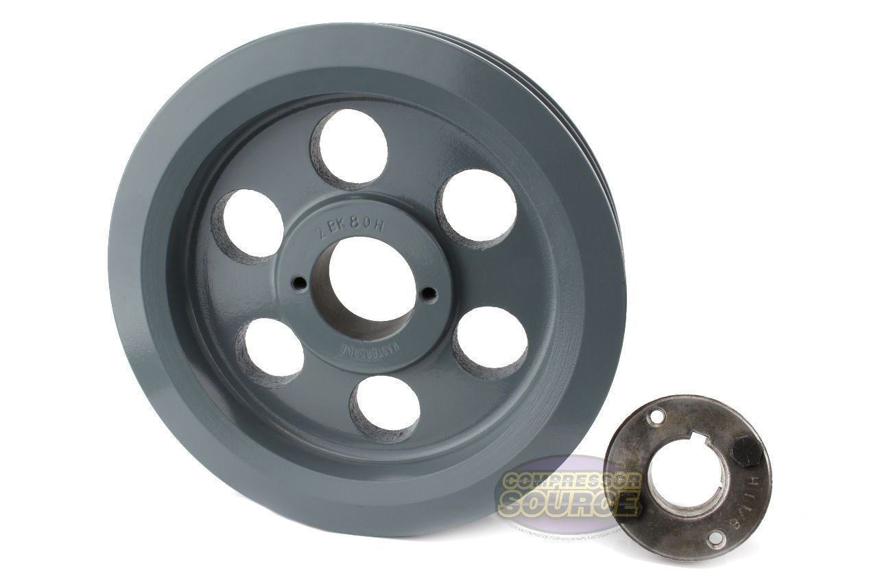 7.75" Double Groove B Section 5L Sheave with 1-3/8" (1.375") H-Style Split Taper Bushing - 2BK80H