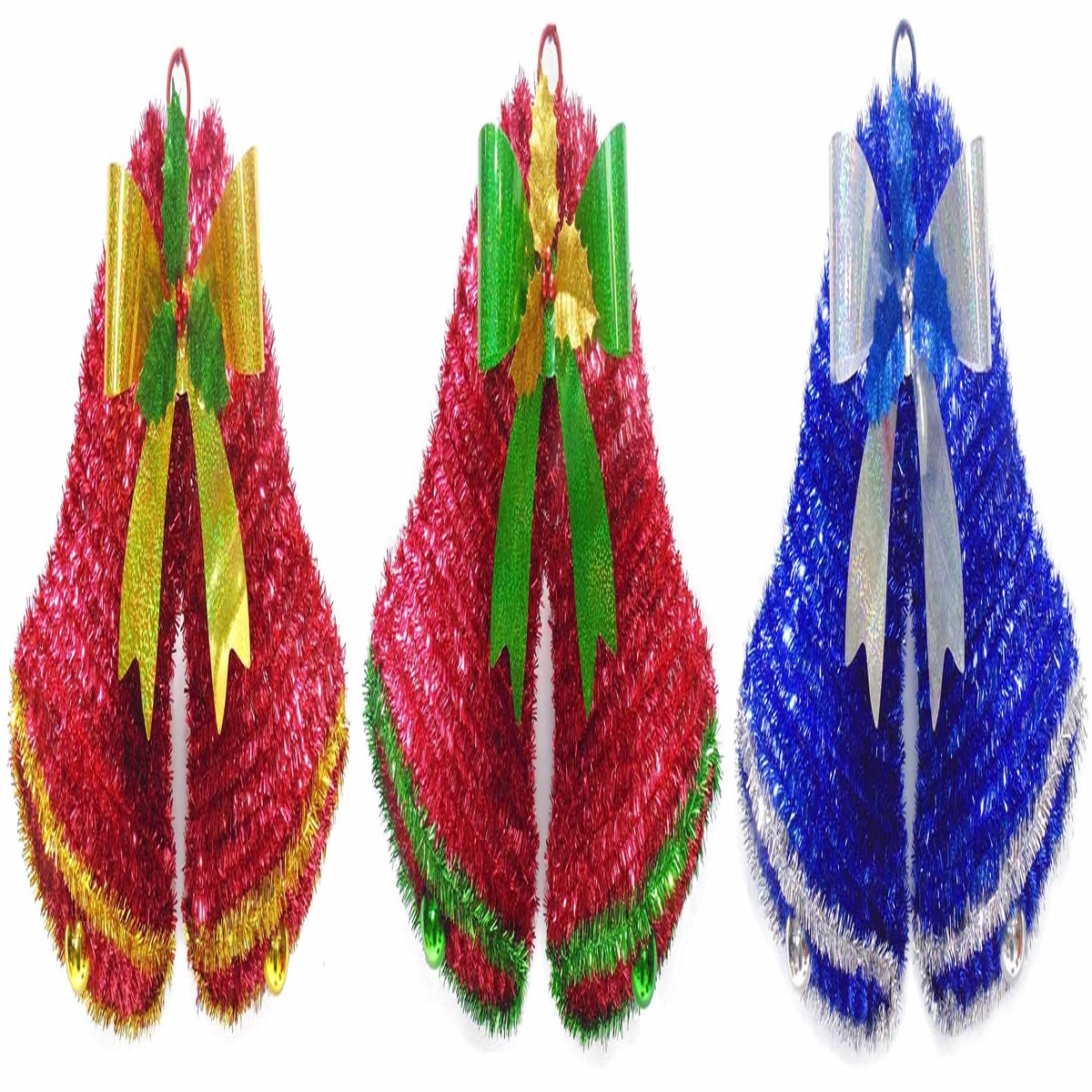 2D Double Bell Tinsel Wreath Wall Decor