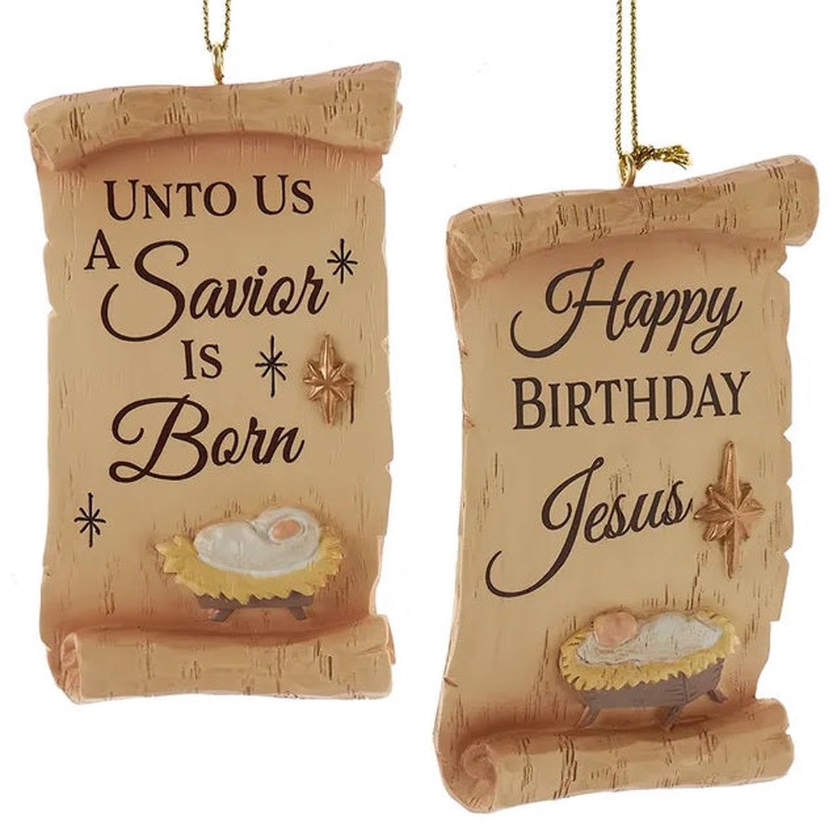 3.75" Religious Scroll Ornament