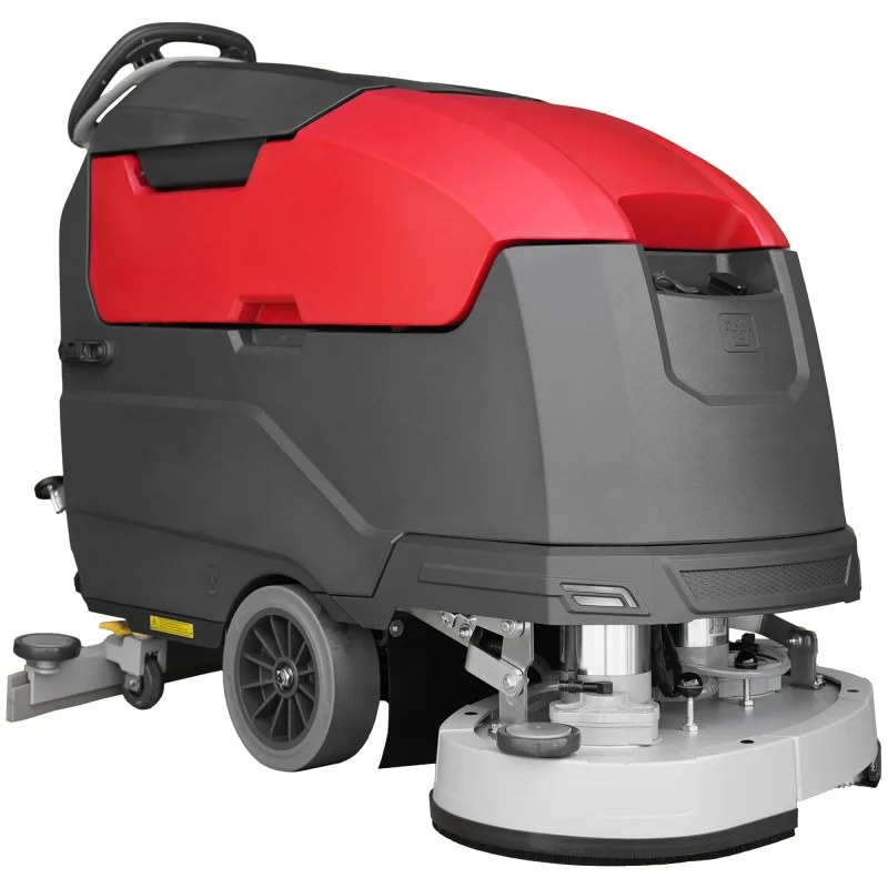 30 Dual Disc Auto Floor Scrubber Self-Propelled Traction Drive Brush Squeegee Cordless 24V Battery