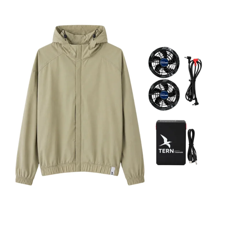 30V Battery-Powered Fan-Cooled Long Sleeve Complete Cooling System Kit Latte