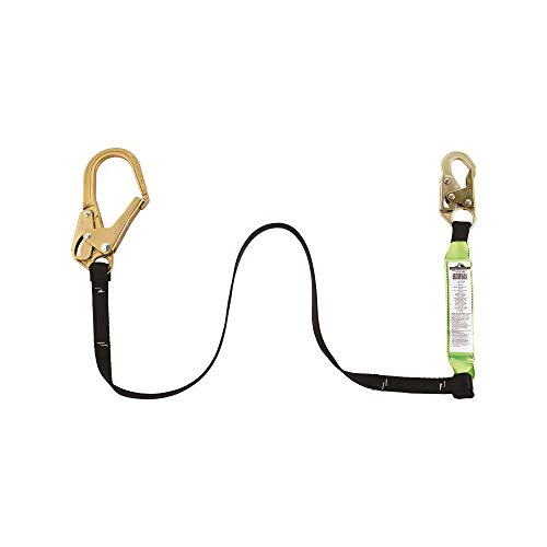 PeakWorks CSA 6' (1.8 m) Shock Pack - Snap & Form Hooks - Single Leg - E6 Shock Absorbing Fall Arrest Lanyard Connector, 1" Webbing, V8104326