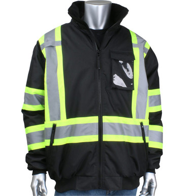 PIP ANSI Type O Class 1 Value Two-Tone Bomber Jacket/Hi-Vis Black/2X-Large 1 Each #331-1745-BK/2XL