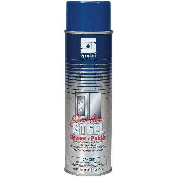 Spartan Stainless Steel Cleaner Polish, Aerosol Can, Lemon Scent, 15 Oz, Case Of 12