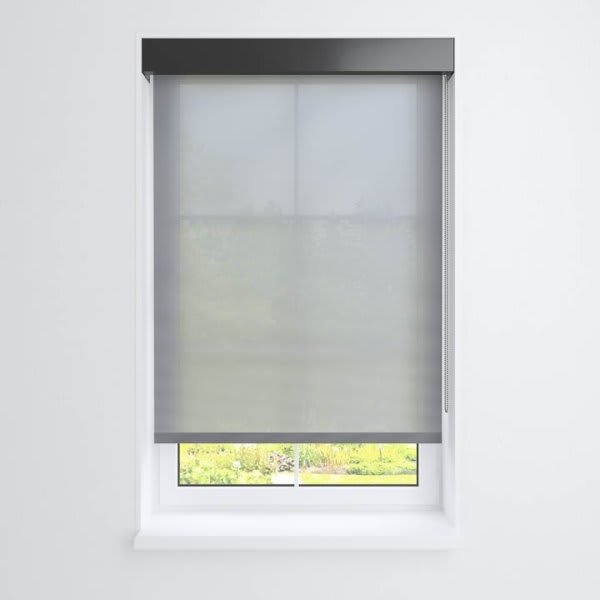 Threadwell Manual Roller Shade For Windows 12"-24"W X 60"H 5% Charcoal Iron Grey