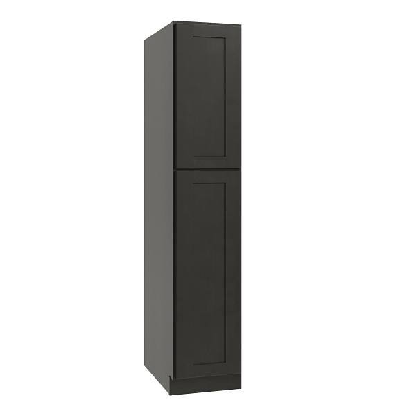 CNC Cabinetry Utility Cabinet, 4 Pull Out, Right, 18"W X 90"H, Shaker Smoky Grey