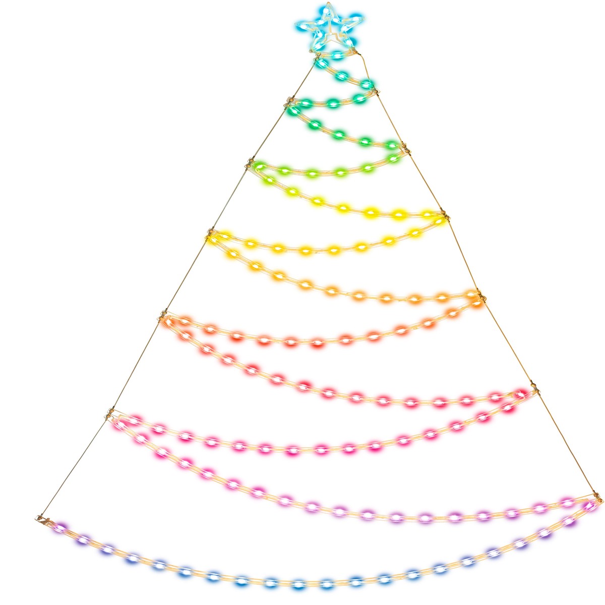 4.75' LED Programmable Smart Hanging Tree & Star Light Display - Remote & App Control