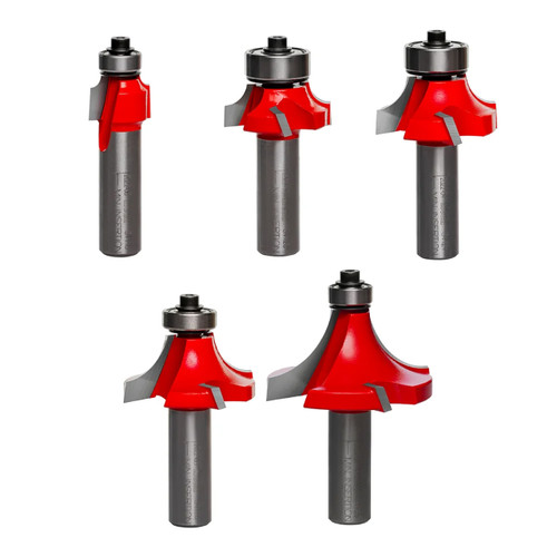 Freud 5-Piece Round Over/Beading Bit Set, 1/2" Shank