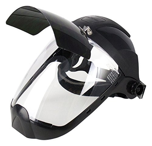 Sellstrom S32281 Clear Anti-Fog Polycarbonate Face Shield with Shade 8 IR Flip Front Window and Extended Chin, Side Guard, Universal