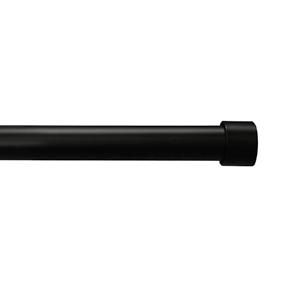 Lumi Home Furnishings 3/4" Curtain Rod, 66"-120", Matte Black, End Cap Finials