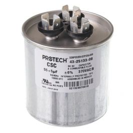 Rheem-Ruud 43-25133-08 Dual Round Capacitor 55/5 MFD 5 Amp 370V