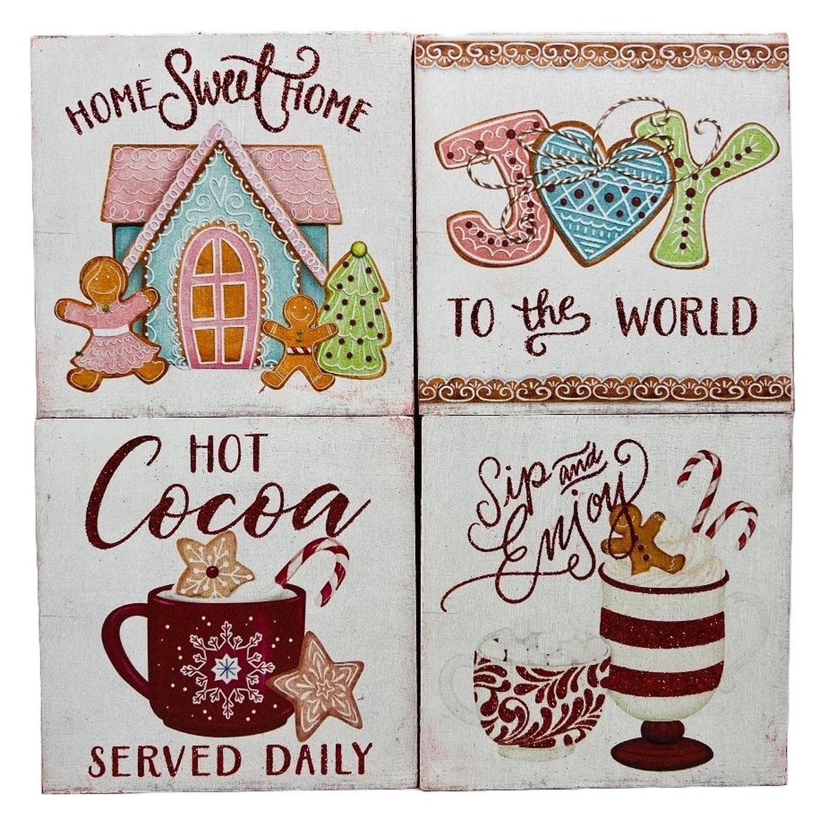 5.9" Wooded Holiday Design Block Decoration
