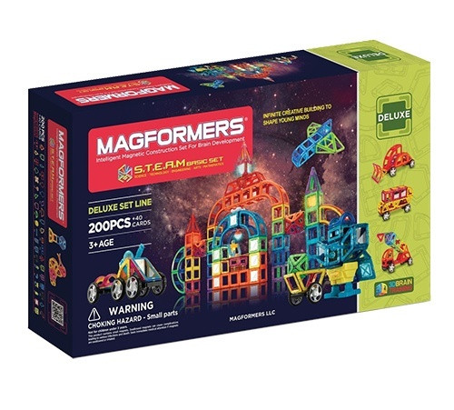 Magformers STEAM Basic Magnetic Construction Set, 200-Piece