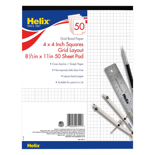 Helix 4x4 Grid Bond Paper, 8-1/2" x 11", Pk/50