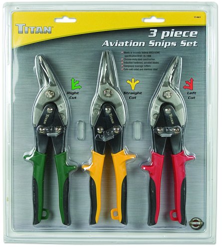 Titan 11463 3-Piece Aviation Snip Set (Right, Left & Straight Cut)