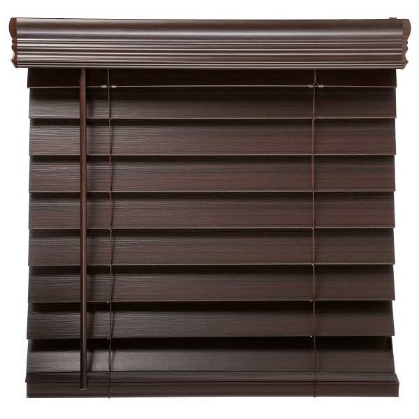 Champion 2.5 In. Embossed Faux Wood 54 In. X 72 In. Room Darkening Blind, Dark Walnut