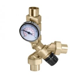 Caleffi 520416A 1/2" 3-Way Thermostatic Mixing Valve Angled Press Union