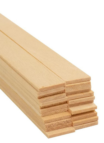 Bud Nosen Basswood Strips, 1/16" x 1/2" x 24", 24/pkg.