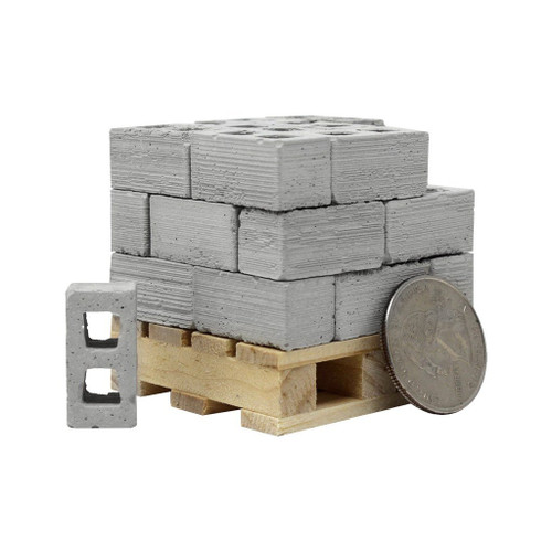 Mini Materials 1:18 Scale Mini Cinder Block Pallet, 24-Pack