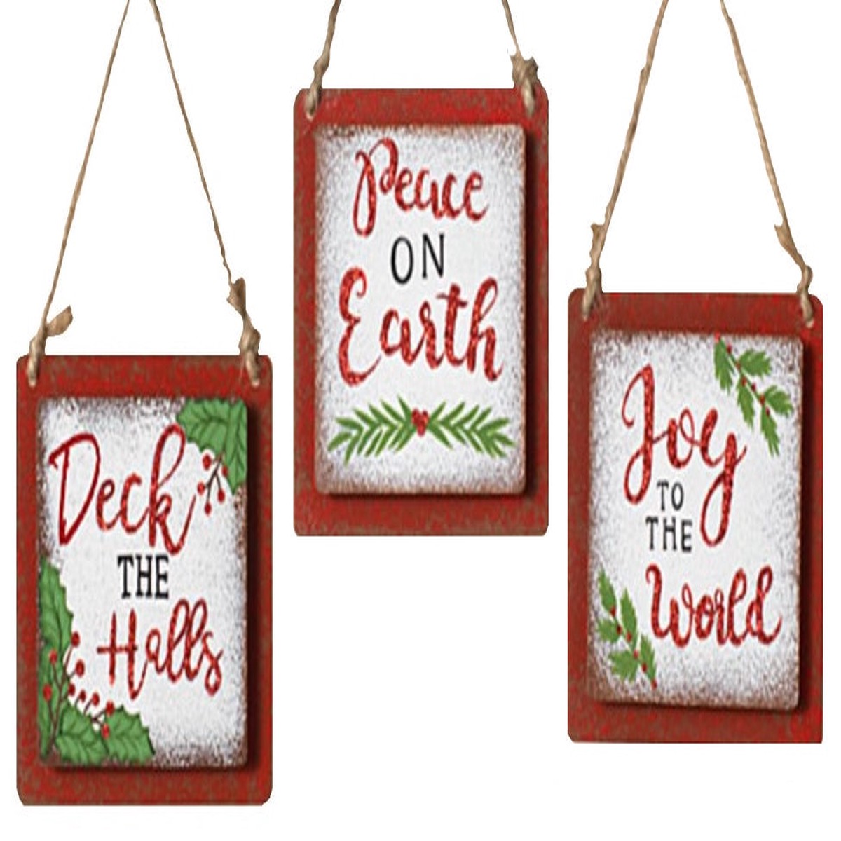 6.69" Antique Square Holiday Message Ornaments