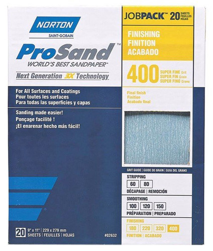 Norton ProSand Premium Sandpaper, 9" x 11", 400 Grit