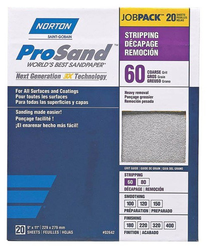 Norton ProSand Premium Sandpaper, 9" x 11", 60 Grit