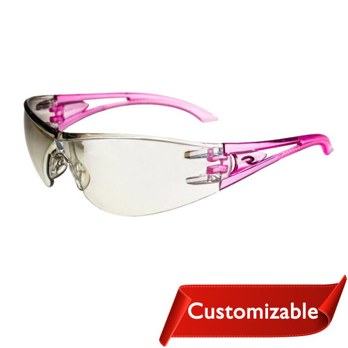 Radians Optima Safety Glasses, Pink Frame, Smoke Lens