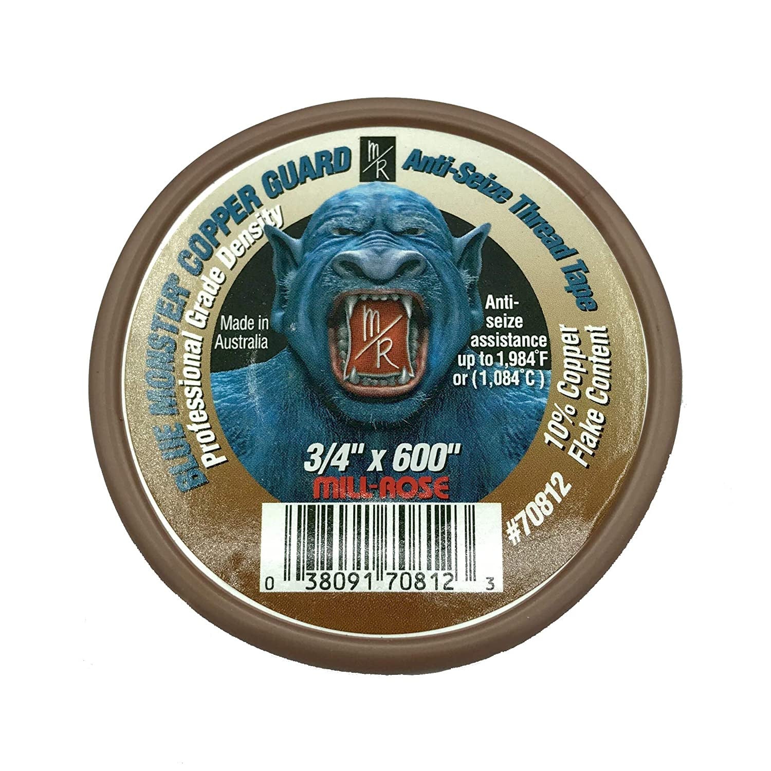 Blue Monster 70812 Copper Guard 3/4" x 600" Anti-Seize Thread Seal Tape