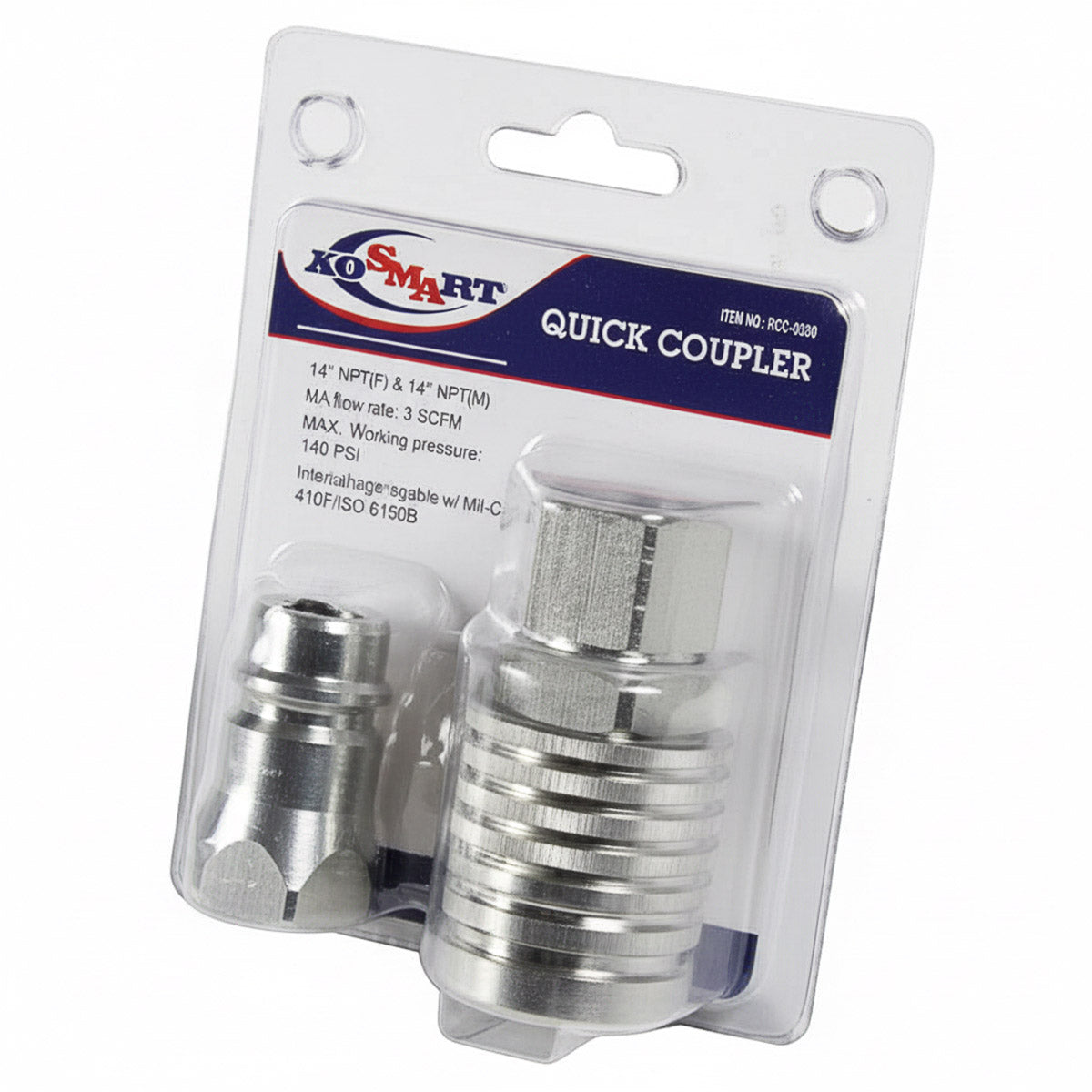 AGSMART PUSH TO CONNECT QUICK COUPLER WITH TIP - 1/2" BODY x 1/2" NPT - VISIPACK